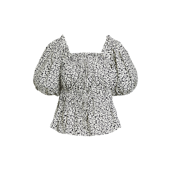 Camisa tipo jaqueta floral em algodão