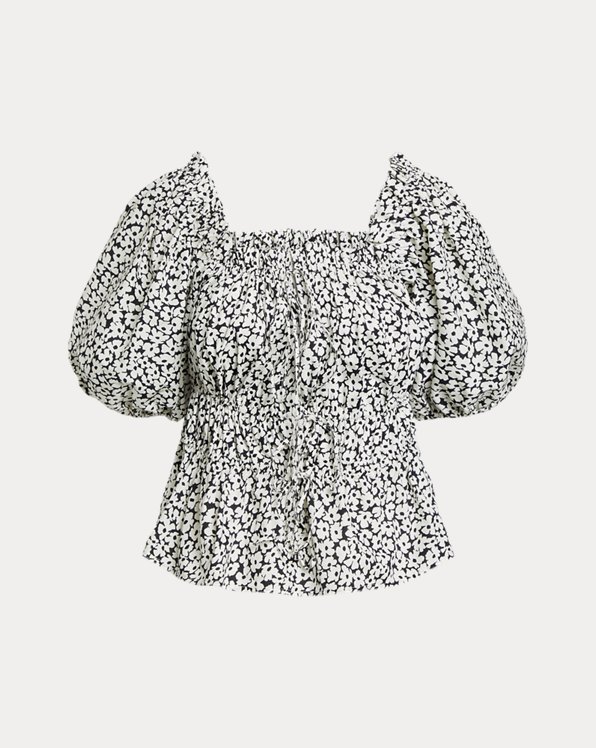 Camisa tipo jaqueta floral em algodão