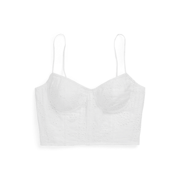 Bustier en lin à broderie anglaise