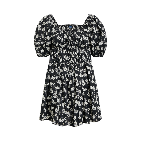 Floral Cotton Blouson-Sleeve Dress