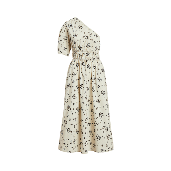 Vestido de popelina assimétrico floral