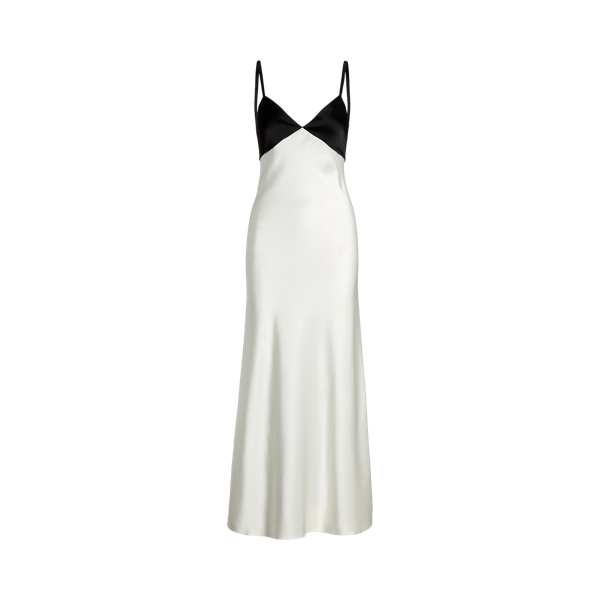 Vestido sem mangas em cetim contrastante