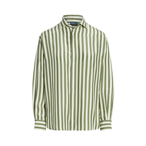 Camisa de seda às riscas Relaxed Fit