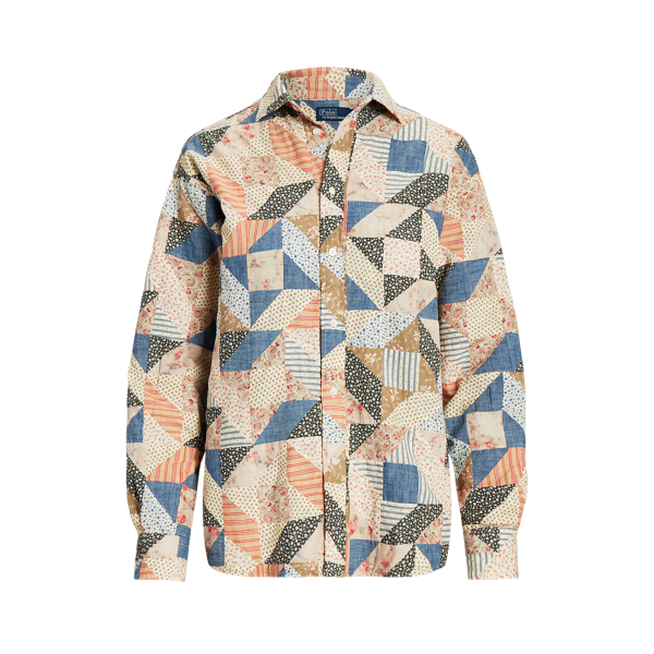Chemise décontractée patchwork en coton