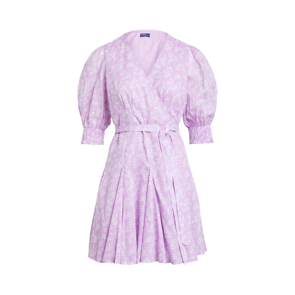 Vestido floral cruzado em algodão