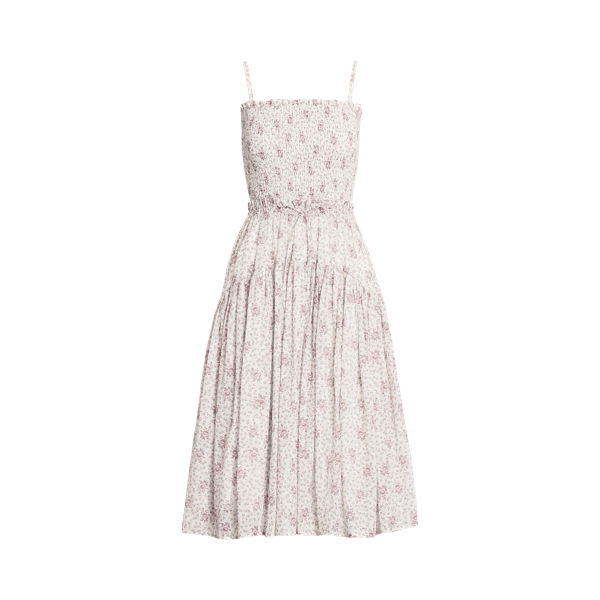 Vestido em algodão floral com plissado