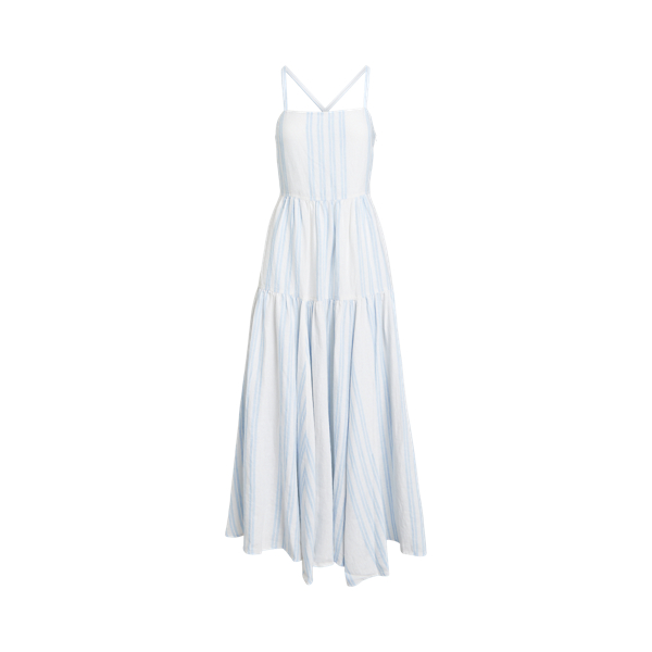 Vestido em linho às riscas
