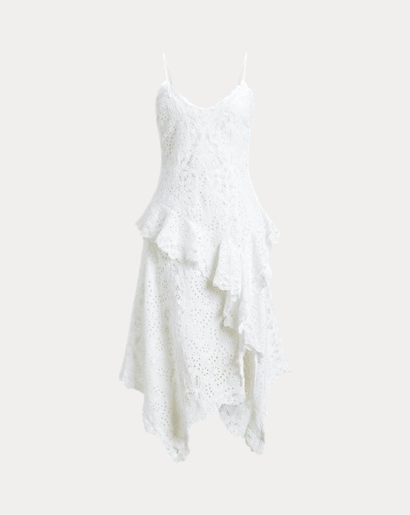 Asymmetrical Battenberg-Lace Linen Dress
