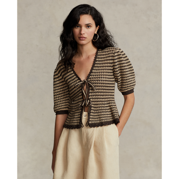 Cotton Blend Short Sleeve Cardigan