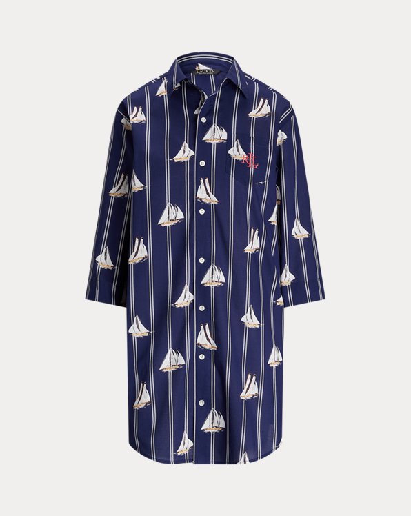 Camisa de dormir com padrão de veleiro