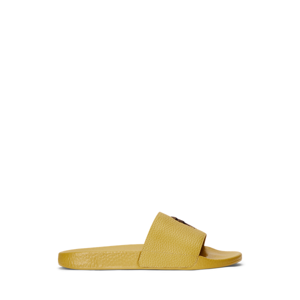 Claquettes Big Pony en cuir gaufré
