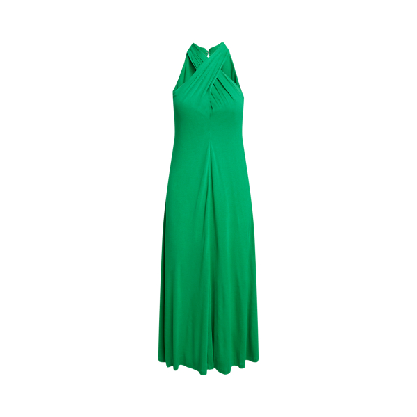Vestido cruzado de malha halter
