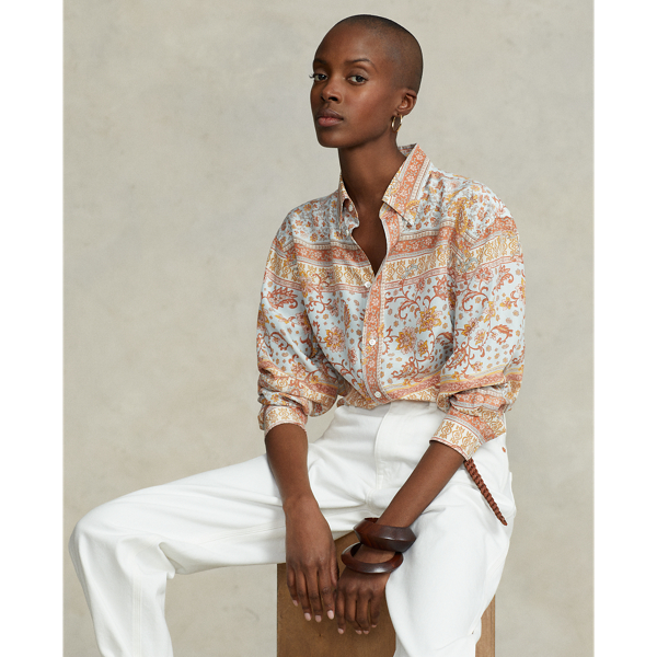 Paisley Motif Mulberry Silk Shirt for Women | Ralph Lauren® IE