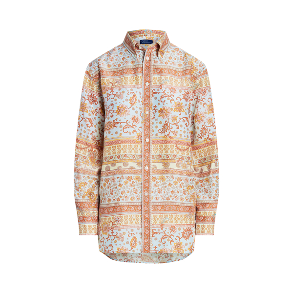 Chemise motif cachemire soie naturelle