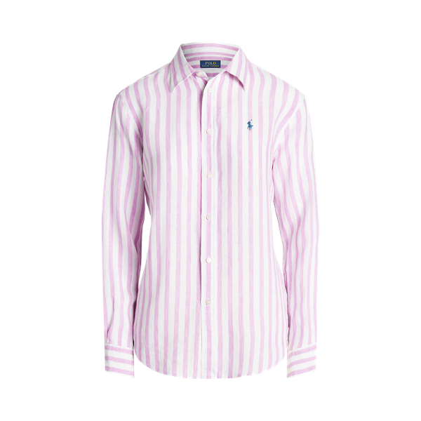 Chemise décontractée rayée en lin