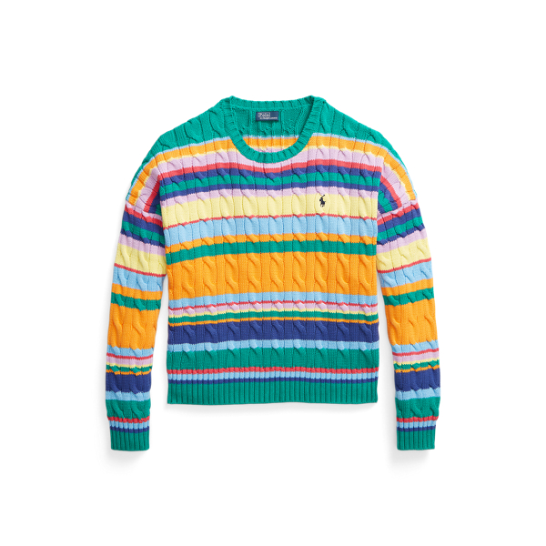 Striped Cable-Knit Cotton Jumper for Women | Ralph Lauren® NG