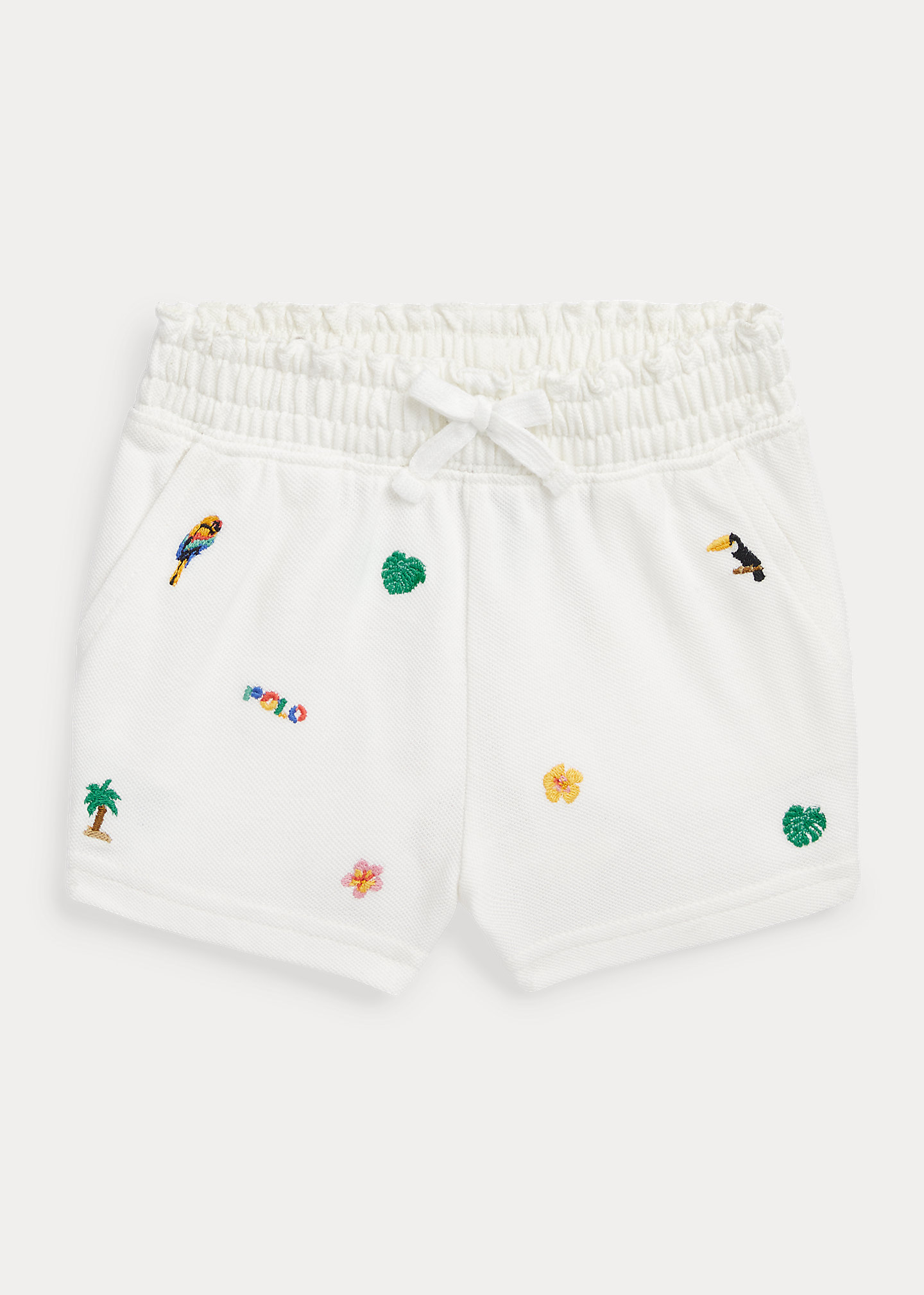 Tropical-Embroidery Mesh Short