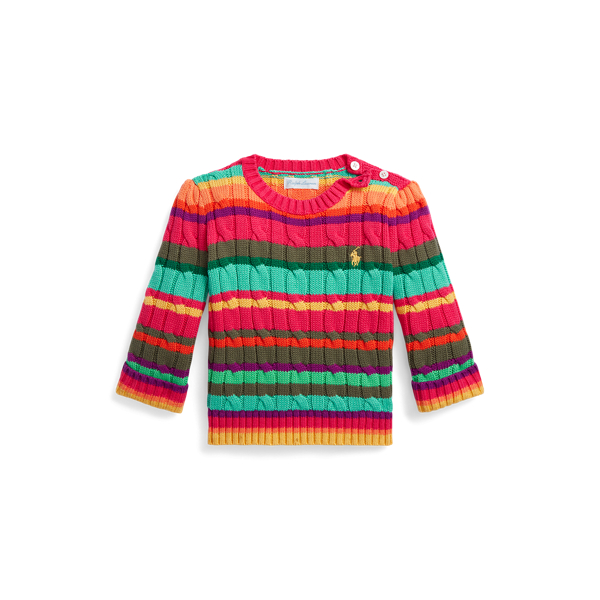 Camisola de malha trançada às riscas