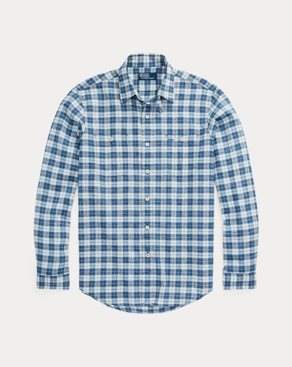 Camisa Classic-Fit xadrez algodão linho