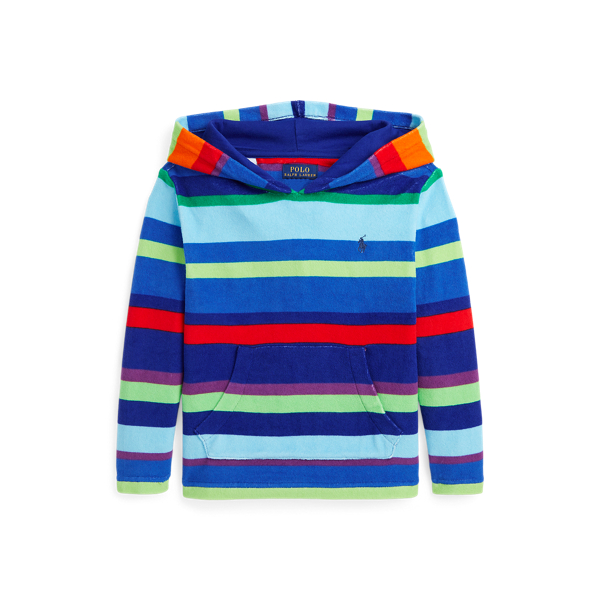 Camisola com capuz terry francês riscas