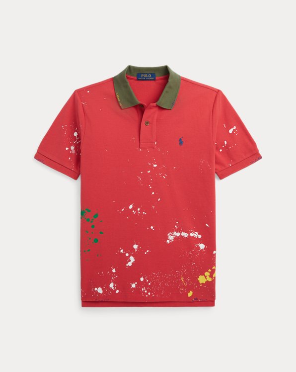 Paint-Splatter-Print Cotton Polo Shirt