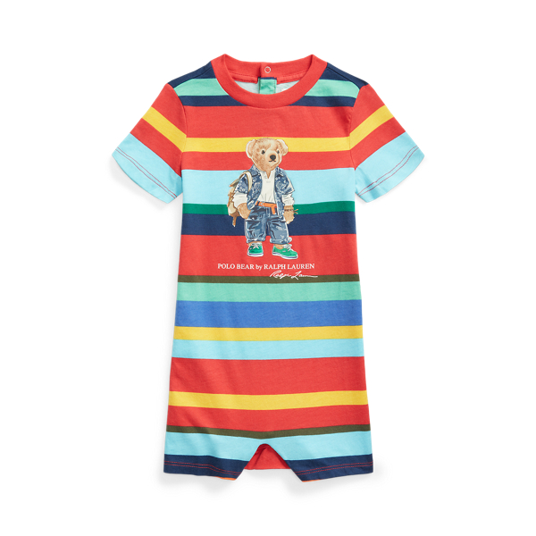 Polo Bear Striped Cotton Shortall