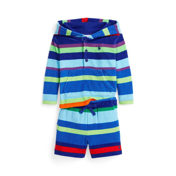 Ensemble sweat à capuche et short rayé