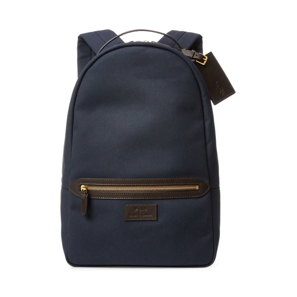 Leather-Trim Canvas Backpack