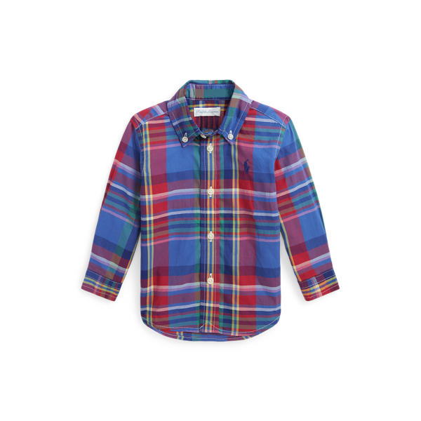 Camisa de popelina em algodão listrado