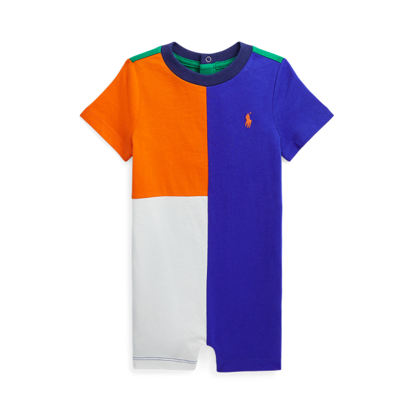 Colour-Blocked Cotton Jersey Shortall