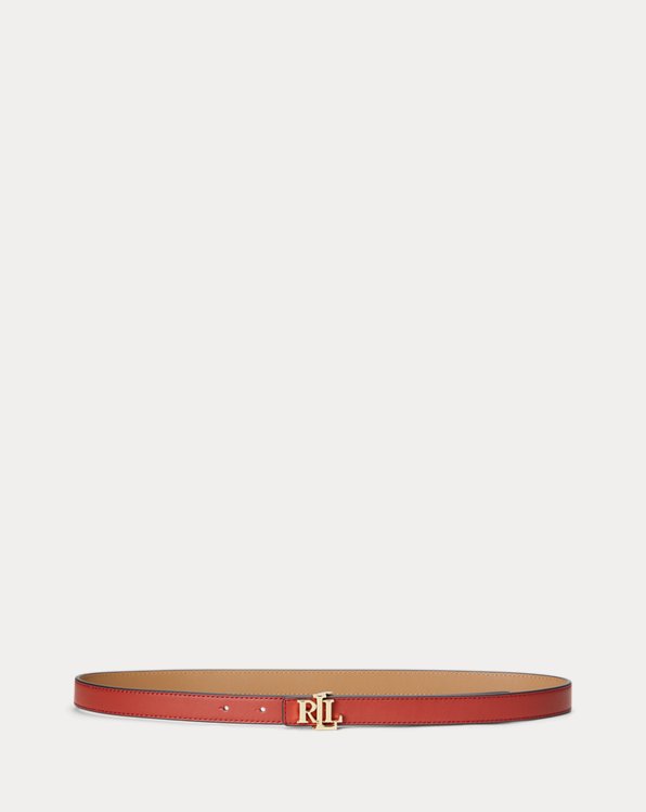 Logo Reversible Leather Skinny Belt