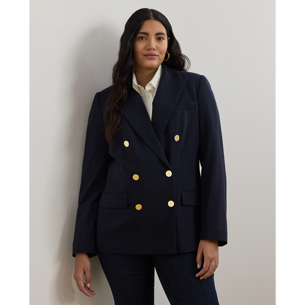 A timeless essential, this blazer is made from stretch-infused wool crepe for a polished look and a comfortable feel. A double-breasted silhouette, princess seams and peak lapels amplify its sophisticated sensibility.