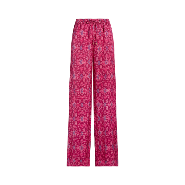 Pantalon à jambe large en satin shantung