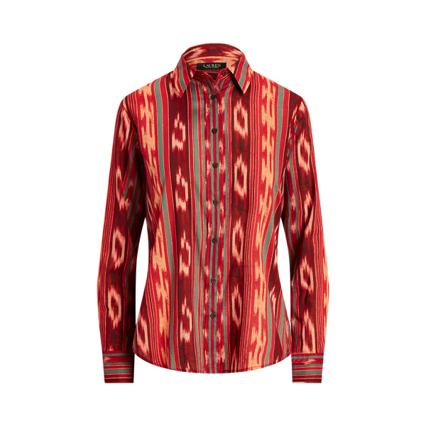 Chemise à rayures géo en voile de coton