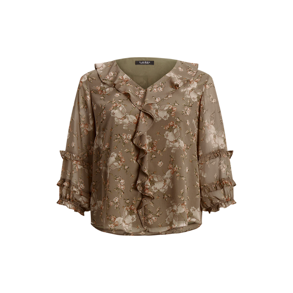 Blusa em georgette floral com folhos