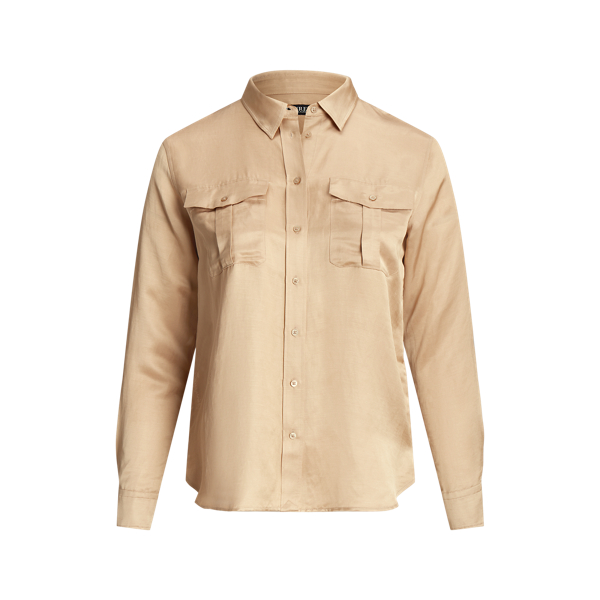 Camisa em seda Shantung de cetim