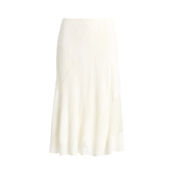 Patchwork Tulle &amp; Gauze Midi Skirt