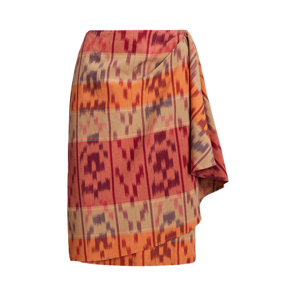 Geo-Motif Cotton-Linen Wrap Skirt