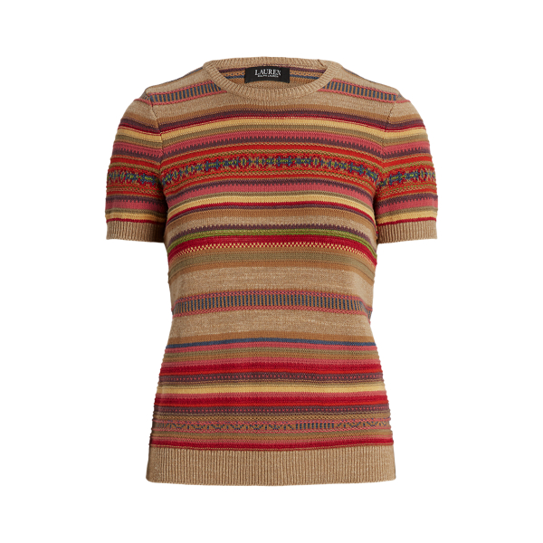 Fair Isle &amp; Striped Short-Sleeve Jumper