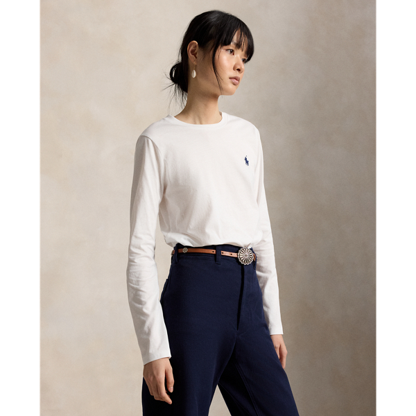 Cut with pure cotton, this long-sleeve tee is garment-washed for additional softness and meticulously embroidered with our signature Pony on the left chest.