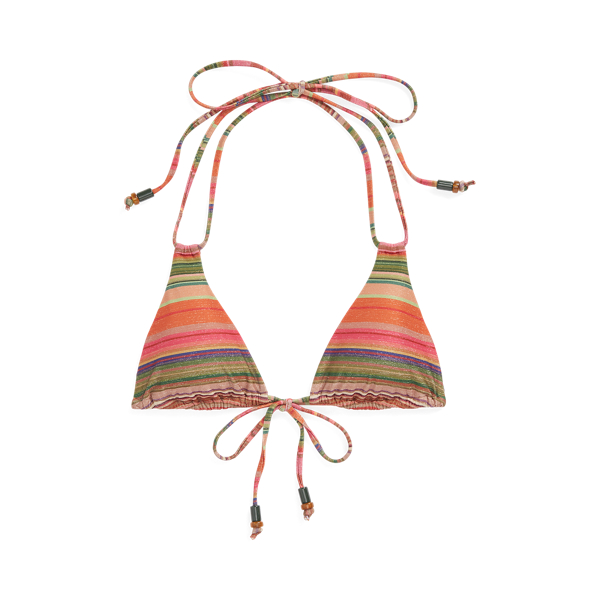 Top de biquíni halter às riscas