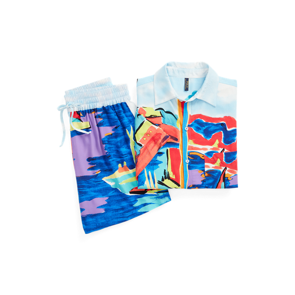 Camisa e calções de praia estampados