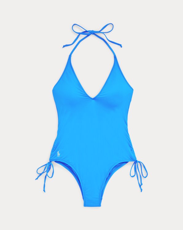 Tie-Detail One-Piece Halter Swimsuit
