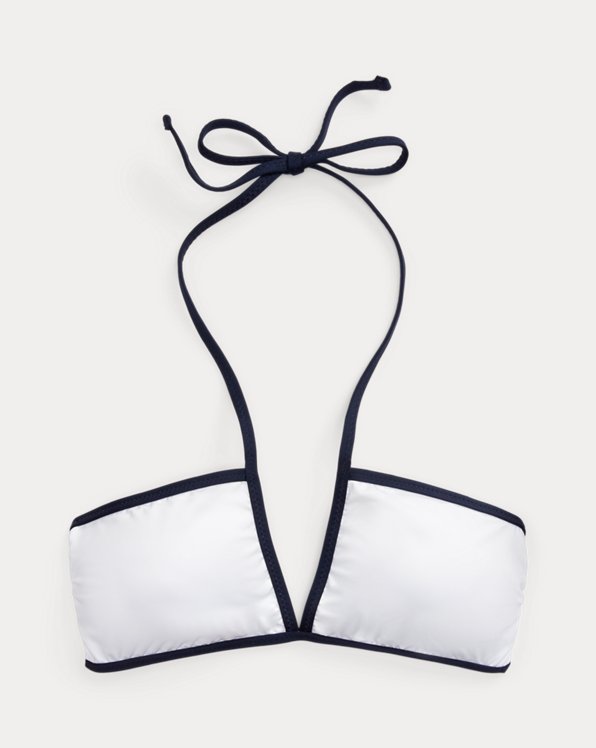 Two-Tone V-Neck Halter Bikini Top