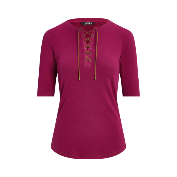 T-shirt à lacets en coton Stretch
