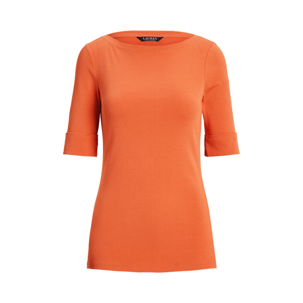 Stretch Cotton Boatneck Top