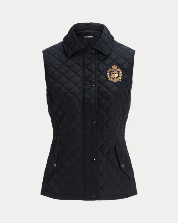 Crest-Patch Diamond-Quilted Gilet