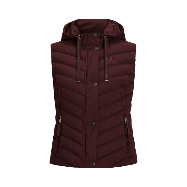 Chevron-Quilted Hooded Puffer Gilet