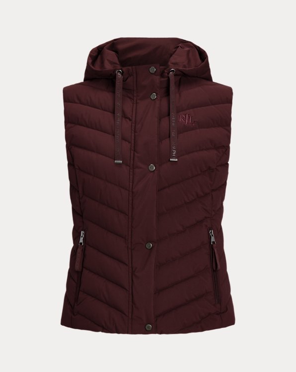 Chevron-Quilted Hooded Puffer Gilet