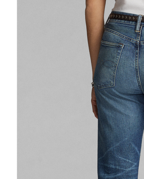 Mid-rise, straight fitting jeans made with 11.75 oz. Japanese denim with extra stretch. Late '60s construction and detailing. Zip fly. Dyed with indigo.